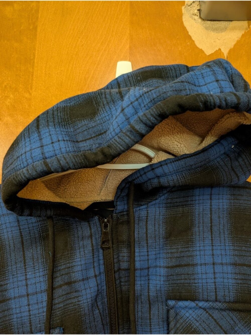 SONICDEGREE Jacket Men's 3XL Blue Black Long Sleeve Flannel Coat Fur Lined NWOT - Picture 6 of 10
